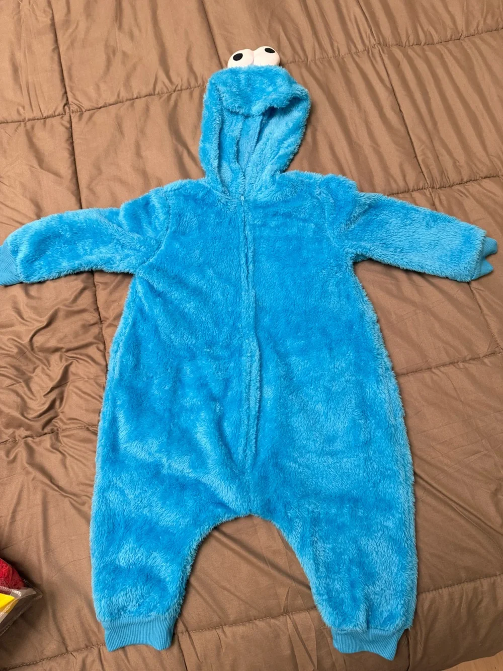 Sesame Street Bright Blue Cookie Monster Plush Hooded One-Piece Costume